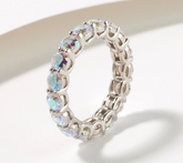 Diamonique Sterling Silver Round-Cut Aurora Borealis Band Ring, Size 8